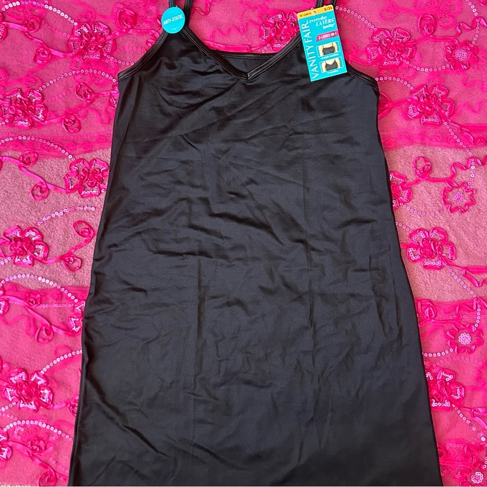 NWT black vanity fair slip dress